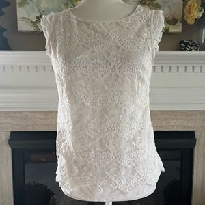 New York & Company White Lace Sleeveless Top